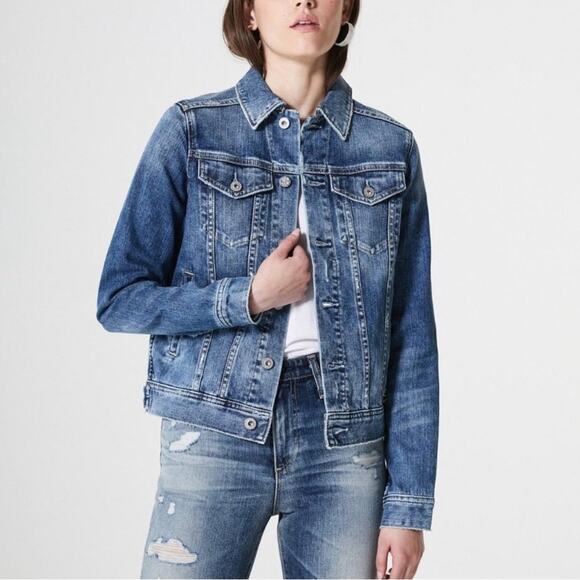 AG Jeans Adriano Goldschmied Denim Jean Jacket Medium Wash Blue Size Small $215 - Picture 1 of 12